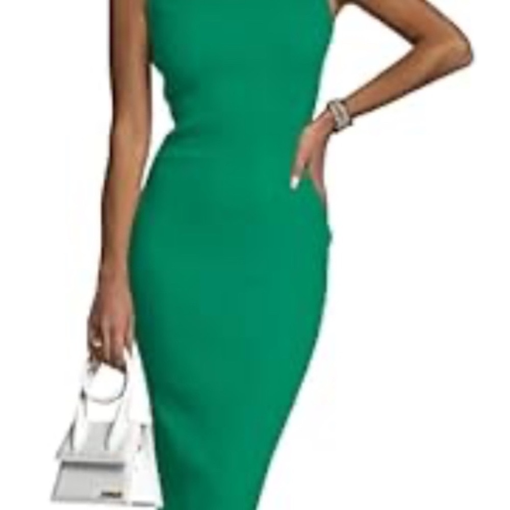 Green rib knit dress size small like new!